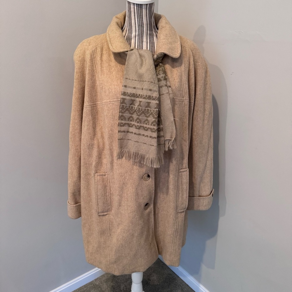 Vintage Y2K Wool Coat with Scarf Women’s Sz 2XL